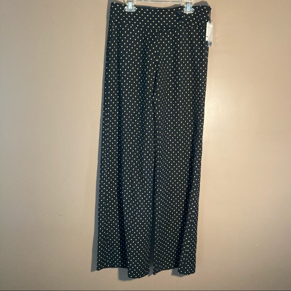 NWT Milly wide leg gold and black pants silk wool cashmere luxe